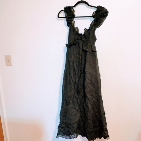H&M NWT lyocell blend flounced black dress.  Long with open back with a tie clos - Picture 2 of 8